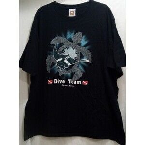 Vintage Yacht Club Dive Team Cozumel Mexico T-Shirt Black Double Sided Men's 3XL